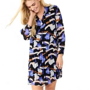 Nine West Georgette Collar Pleated Dress